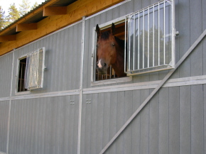 Stålfönster alternativt pansarglas för hästen